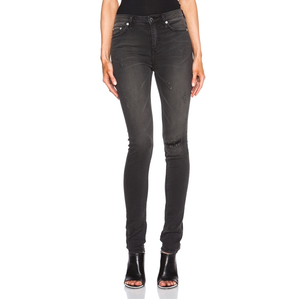 BLK DNM Grey Distressed Skinny Jeans